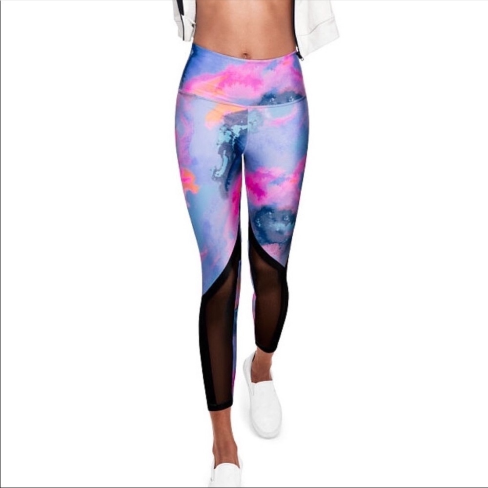 PINK pastel watercolor mesh leggings